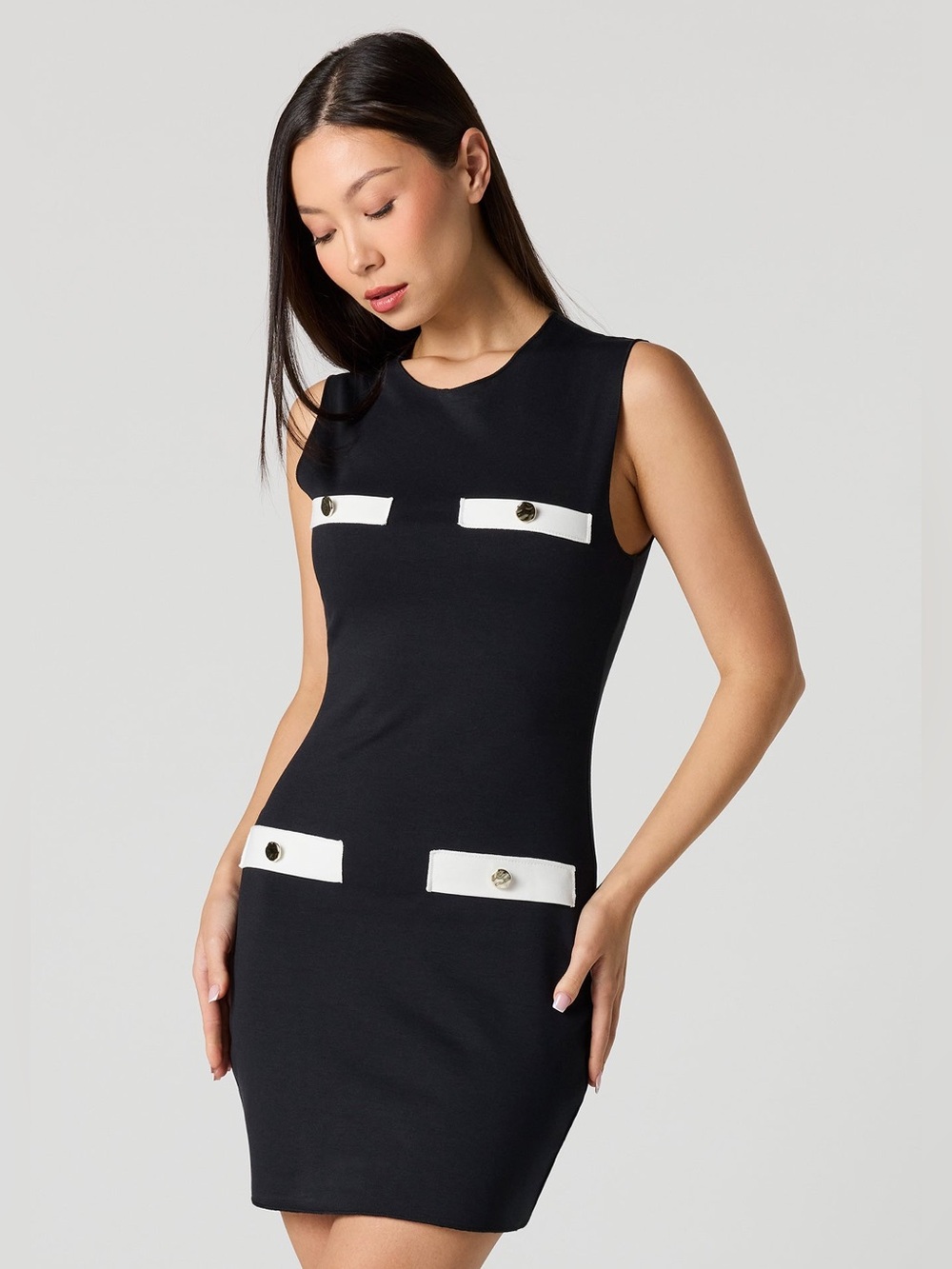 *NOT WORN* Zara Black Mini Dress with White Trim